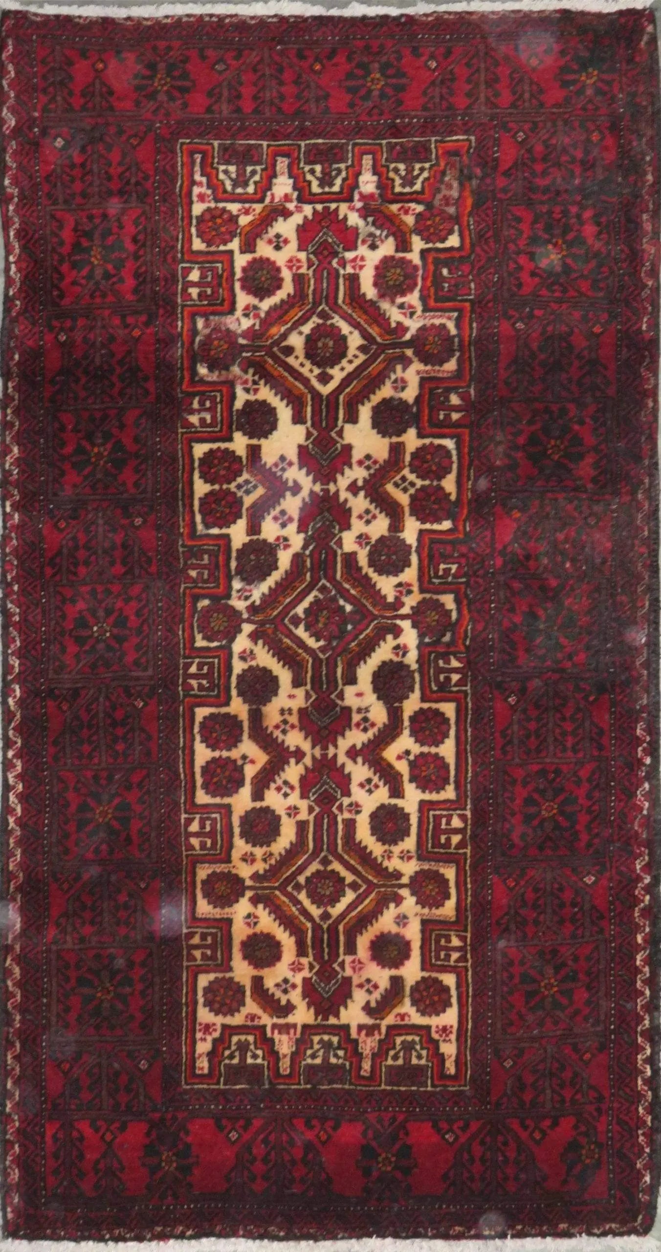 One Of The Kind Hand-Knotted Persian Wool Rug _ Luxurious Vintage Design, 5'8" x 3'1", Artisan Crafted
